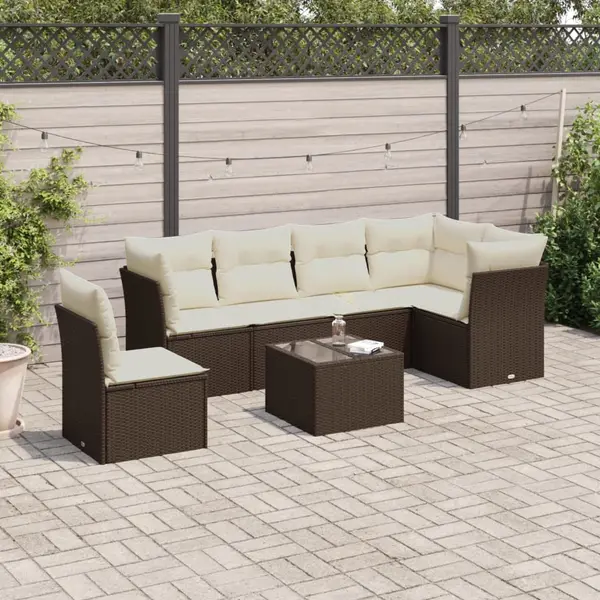Gossi set canapele de gradina cu perne, 7 piese, maro, poliratan