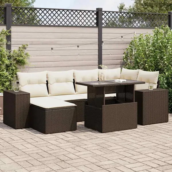 Gossi set canapele de gradina cu perne, 7 piese, maro, poliratan