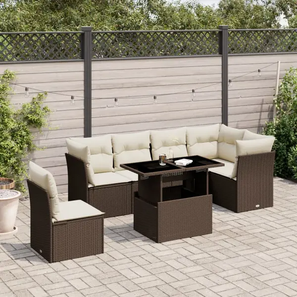 Gossi set canapele de gradina cu perne, 7 piese, maro, poliratan