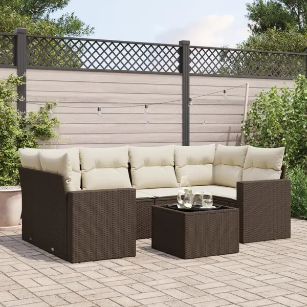Gossi set canapele de gradina cu perne, 7 piese, maro, poliratan