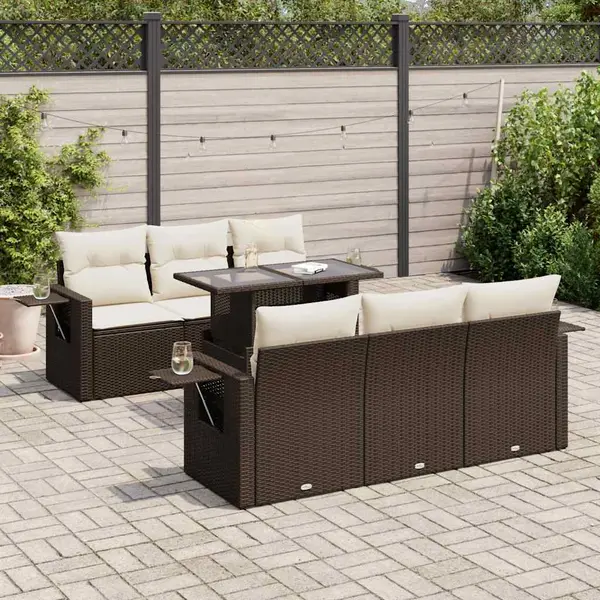 Gossi set canapele de gradina cu perne, 7 piese, maro, poliratan