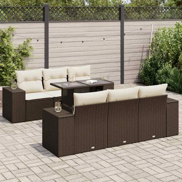 Gossi set canapele de gradina cu perne, 7 piese, maro, poliratan