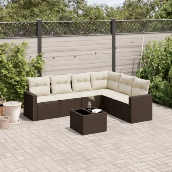 Gossi set canapele de gradina cu perne, 7 piese, maro, poliratan
