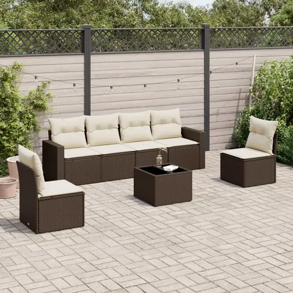 Gossi set canapele de gradina cu perne, 7 piese, maro, poliratan