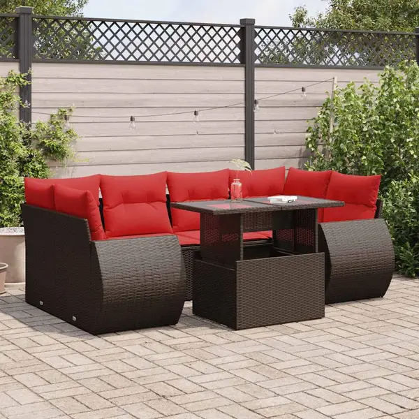 Gossi set canapele de gradina cu perne, 7 piese, maro, poliratan