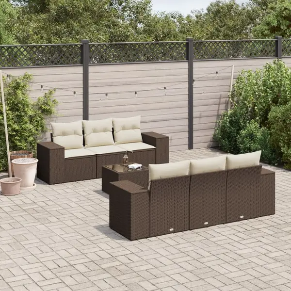 Gossi set canapele de gradina cu perne, 7 piese, maro, poliratan
