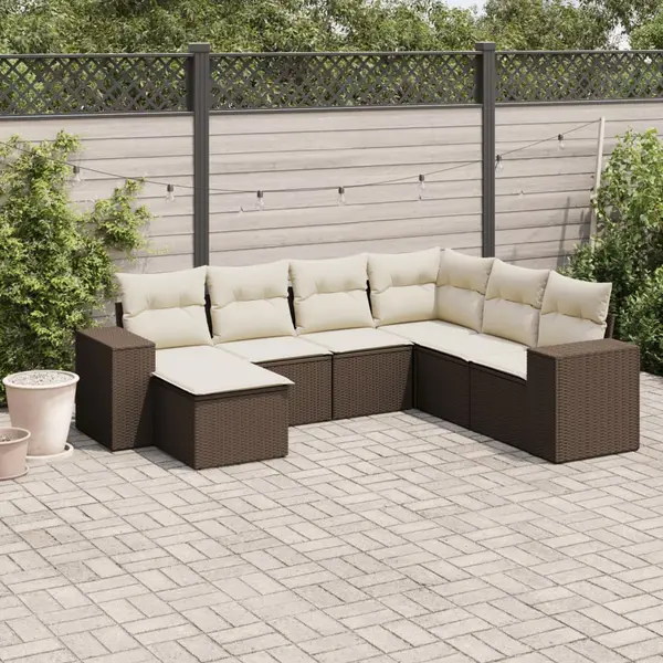Gossi set canapele de gradina cu perne, 7 piese, maro, poliratan