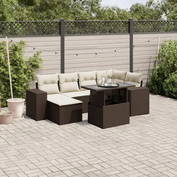Gossi set canapele de gradina cu perne, 7 piese, maro, poliratan