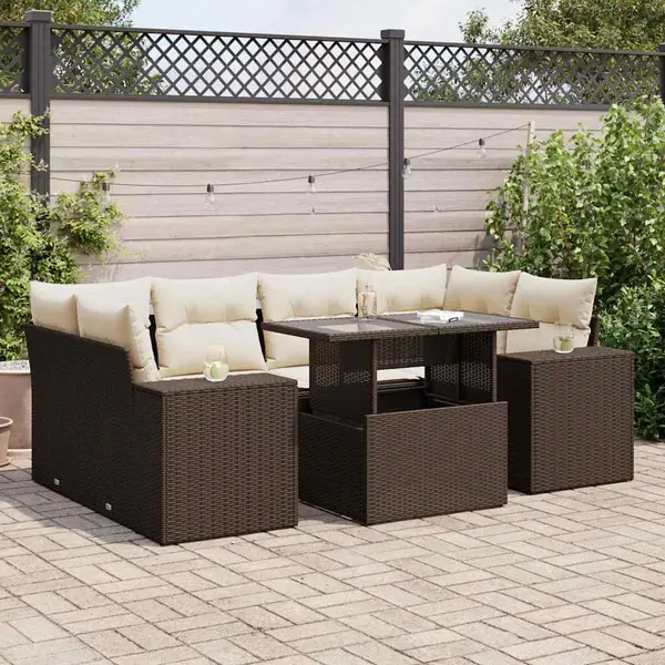 Gossi set canapele de gradina cu perne, 7 piese, maro, poliratan