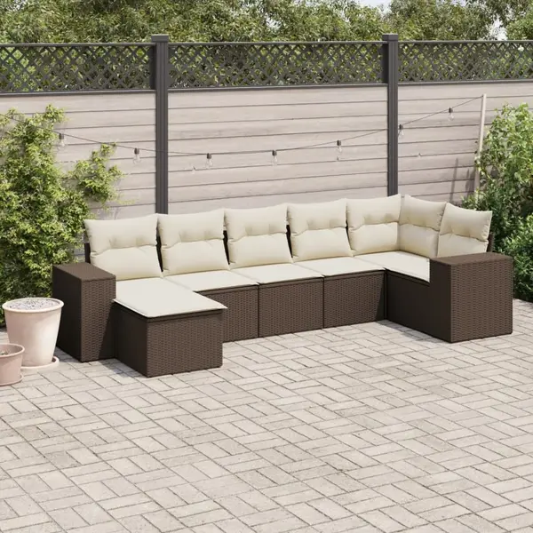 Gossi set canapele de gradina cu perne, 7 piese, maro, poliratan