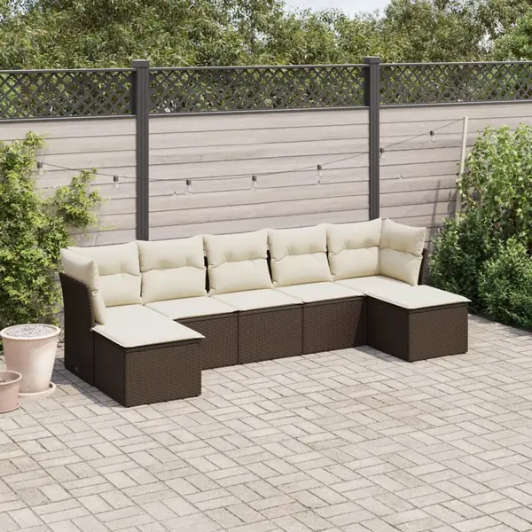 Gossi set canapele de gradina cu perne, 7 piese, maro, poliratan