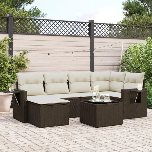 Gossi set canapele de gradina cu perne, 7 piese, maro, poliratan