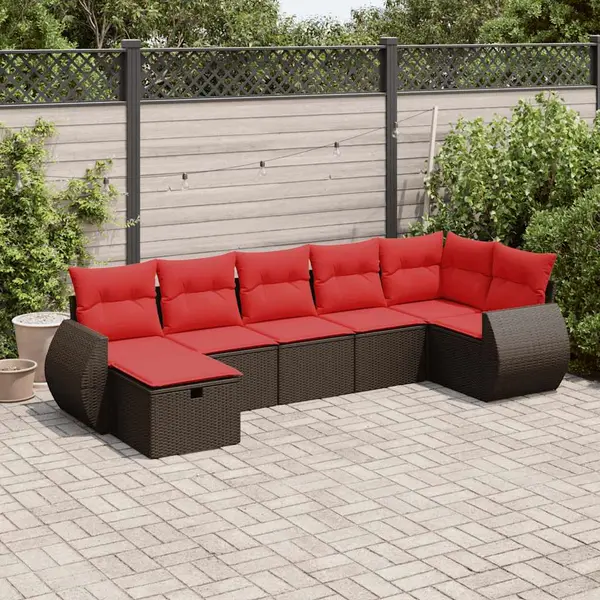 Gossi set canapele de gradina cu perne, 7 piese, maro, poliratan