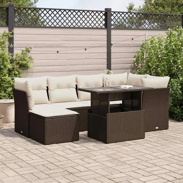 Gossi set canapele de gradina cu perne, 7 piese, maro, poliratan