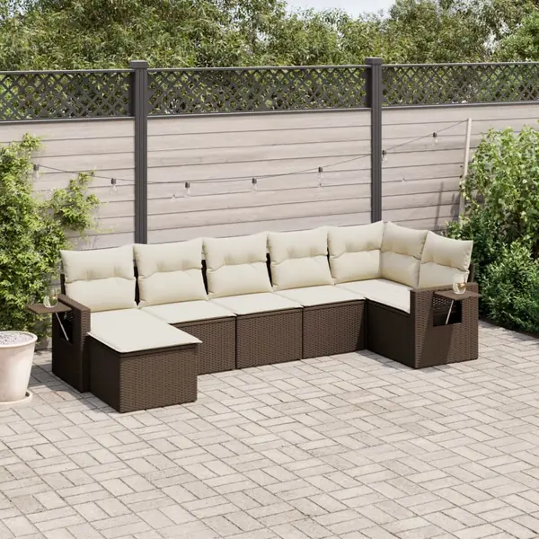 Gossi set canapele de gradina cu perne, 7 piese, maro, poliratan