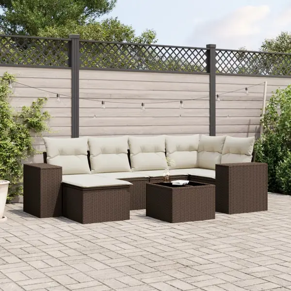 Gossi set canapele de gradina cu perne, 7 piese, maro, poliratan