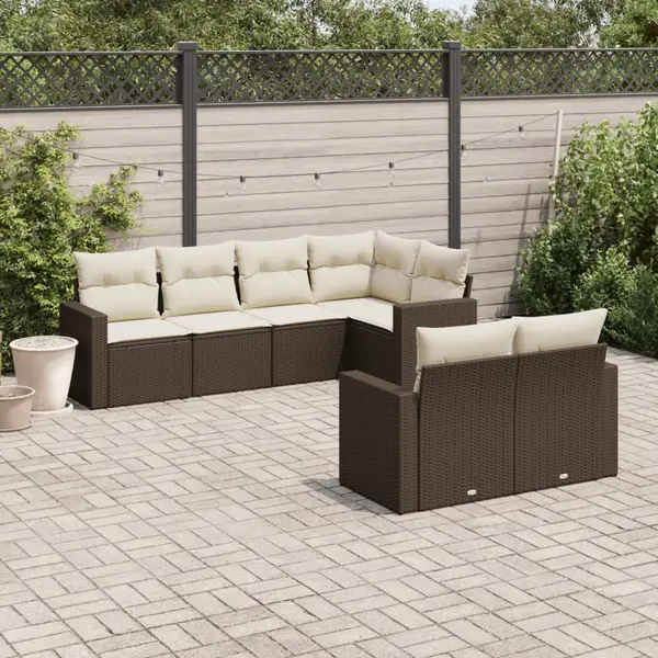 Gossi set canapele de gradina cu perne, 7 piese, maro, poliratan