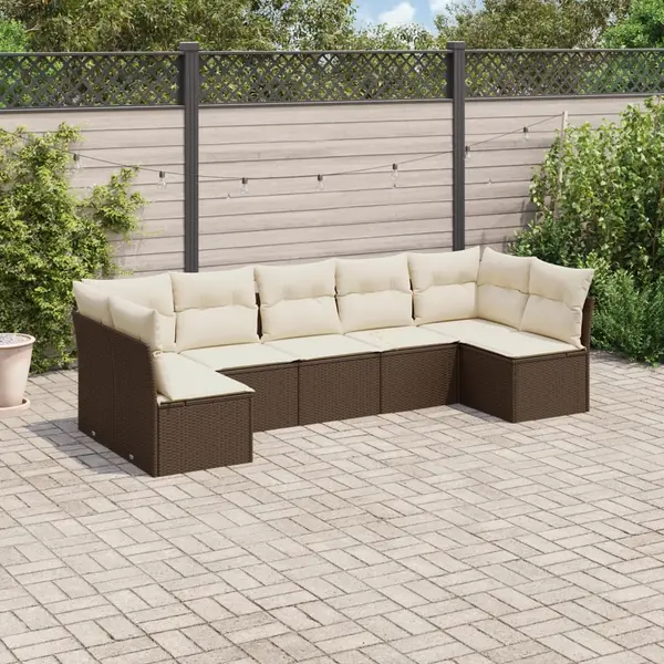 Gossi set canapele de gradina cu perne, 7 piese, maro, poliratan