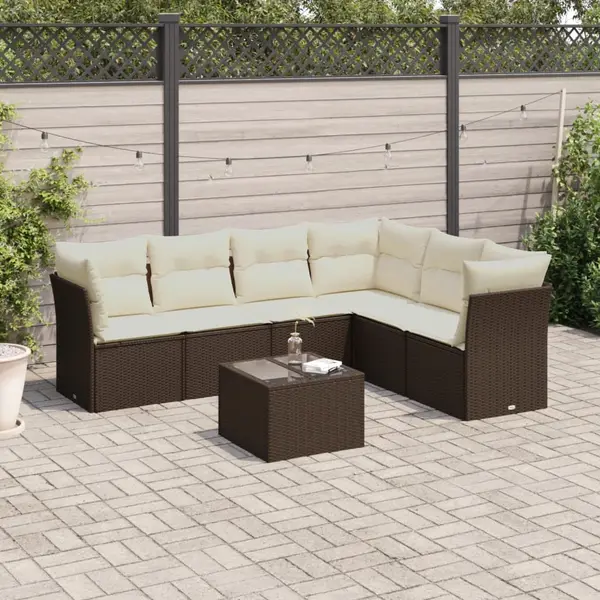 Gossi set canapele de gradina cu perne, 7 piese, maro, poliratan