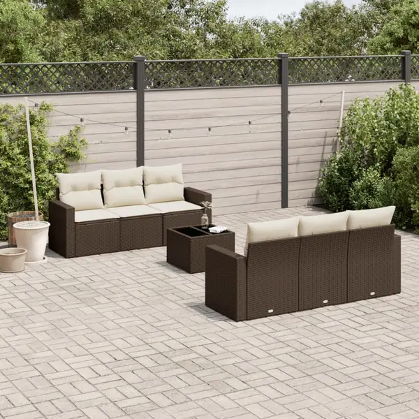 Gossi set canapele de gradina cu perne, 7 piese, maro, poliratan