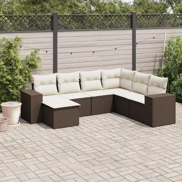 Gossi set canapele de gradina cu perne, 7 piese, maro, poliratan