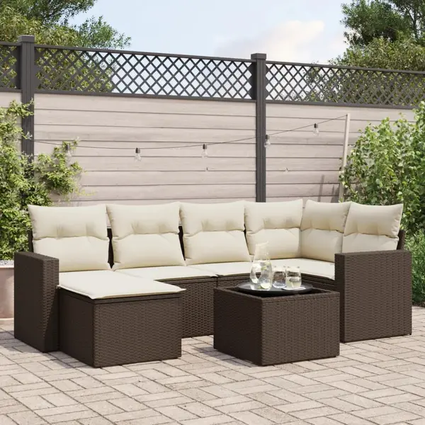 Gossi set canapele de gradina cu perne, 7 piese, maro, poliratan