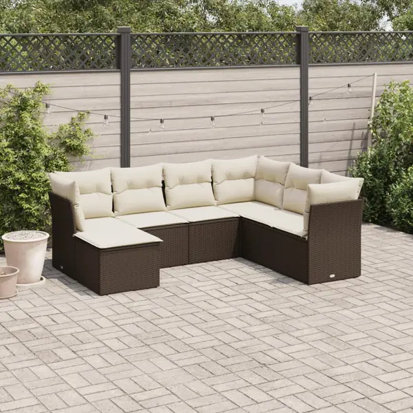 Gossi set canapele de gradina cu perne, 7 piese, maro, poliratan