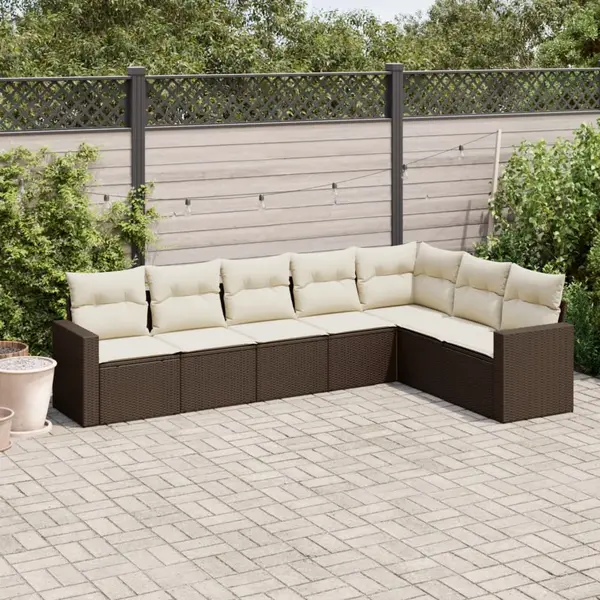 Gossi set canapele de gradina cu perne, 7 piese, maro, poliratan