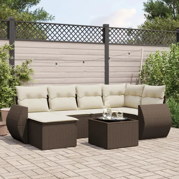Gossi set canapele de gradina cu perne, 7 piese, maro, poliratan