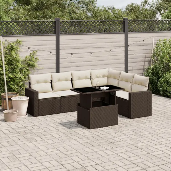 Gossi set canapele de gradina cu perne, 7 piese, maro, poliratan