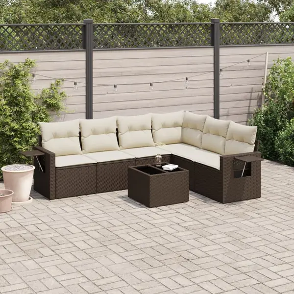 Gossi set canapele de gradina cu perne, 7 piese, maro, poliratan