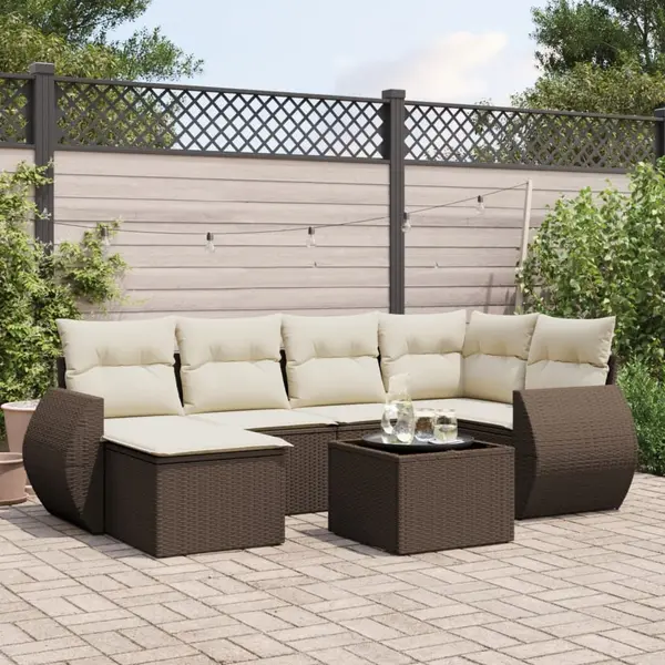 Gossi set canapele de gradina cu perne, 7 piese, maro, poliratan