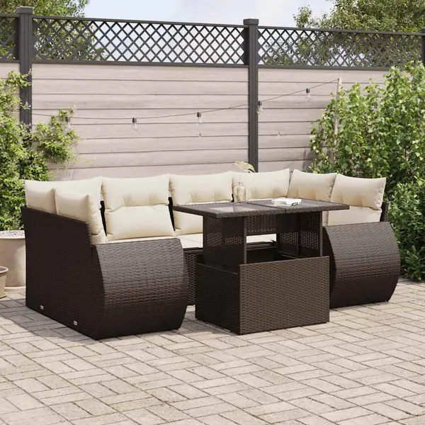 Gossi set canapele de gradina cu perne, 7 piese, maro, poliratan