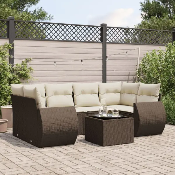 Gossi set canapele de gradina cu perne, 7 piese, maro, poliratan