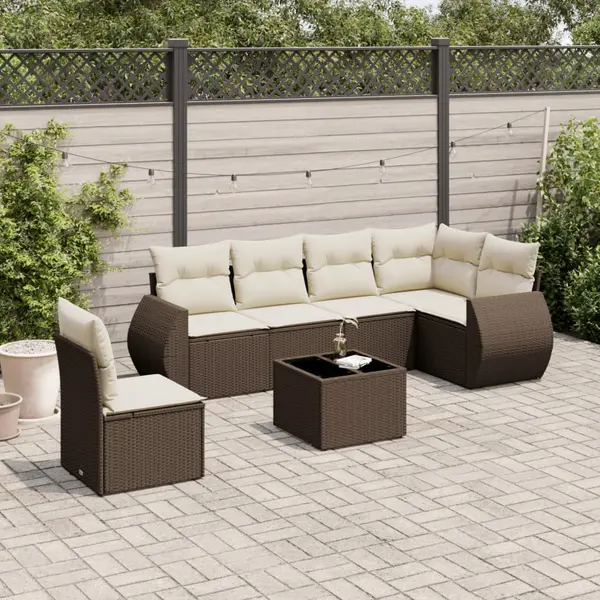 Gossi set canapele de gradina cu perne, 7 piese, maro, poliratan