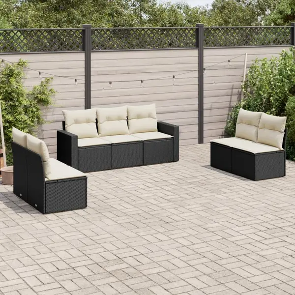 Gossi set canapele de gradina cu perne, 7 piese, negru, poliratan