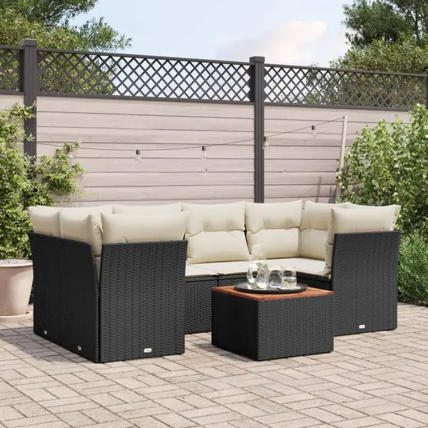 Gossi set canapele de gradina cu perne, 7 piese, negru, poliratan