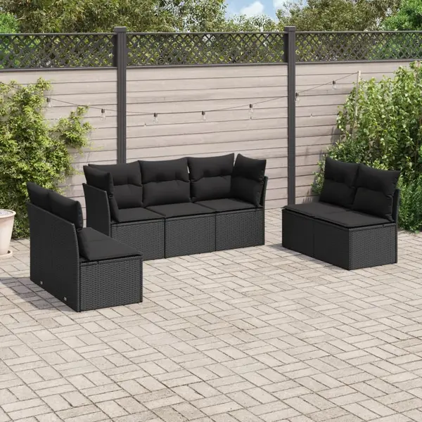 Gossi set canapele de gradina cu perne, 7 piese, negru, poliratan