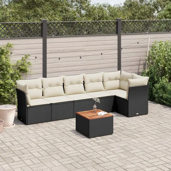 Gossi set canapele de gradina cu perne, 7 piese, negru, poliratan