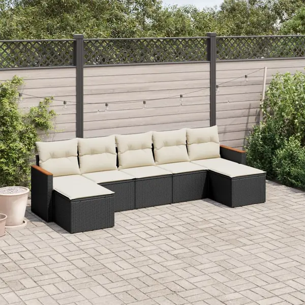Gossi set canapele de gradina cu perne, 7 piese, negru, poliratan