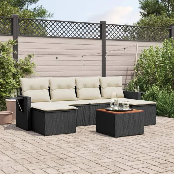 Gossi set canapele de gradina cu perne, 7 piese, negru, poliratan