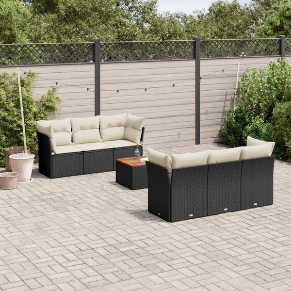 Gossi set canapele de gradina cu perne, 7 piese, negru, poliratan