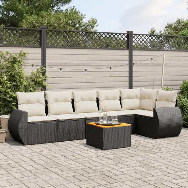Gossi set canapele de gradina cu perne, 7 piese, negru, poliratan