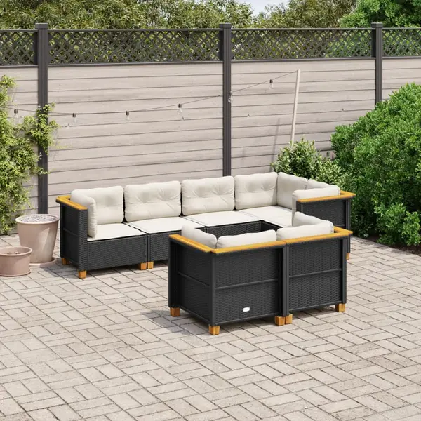 Gossi set canapele de gradina cu perne, 7 piese, negru, poliratan