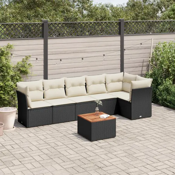 Gossi set canapele de gradina cu perne, 7 piese, negru, poliratan