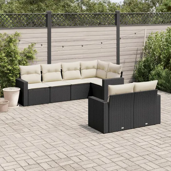 Gossi set canapele de gradina cu perne, 7 piese, negru, poliratan
