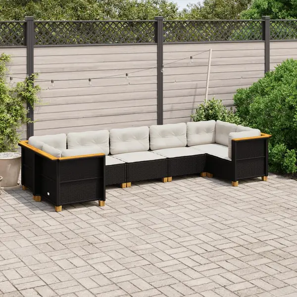 Gossi set canapele de gradina cu perne, 7 piese, negru, poliratan