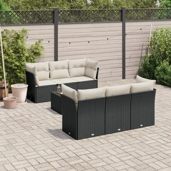 Gossi set canapele de gradina cu perne, 7 piese, negru, poliratan