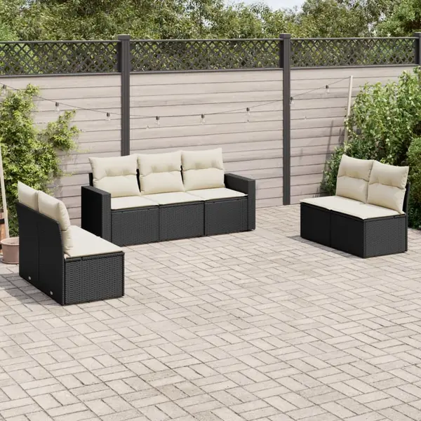 Gossi set canapele de gradina cu perne, 7 piese, negru, poliratan