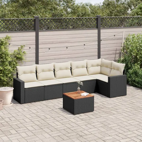 Gossi set canapele de gradina cu perne, 7 piese, negru, poliratan